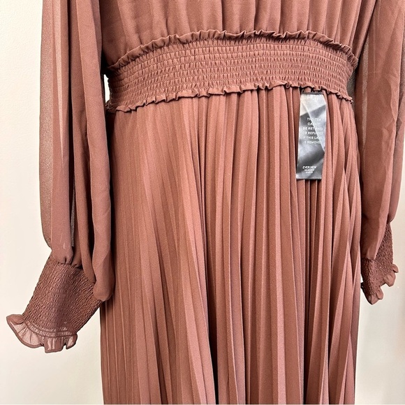 Ever New Women’s Leighton Curve Pleated Midi Dress Size  16 Chocolate Brown NWT - Picture 8 of 13